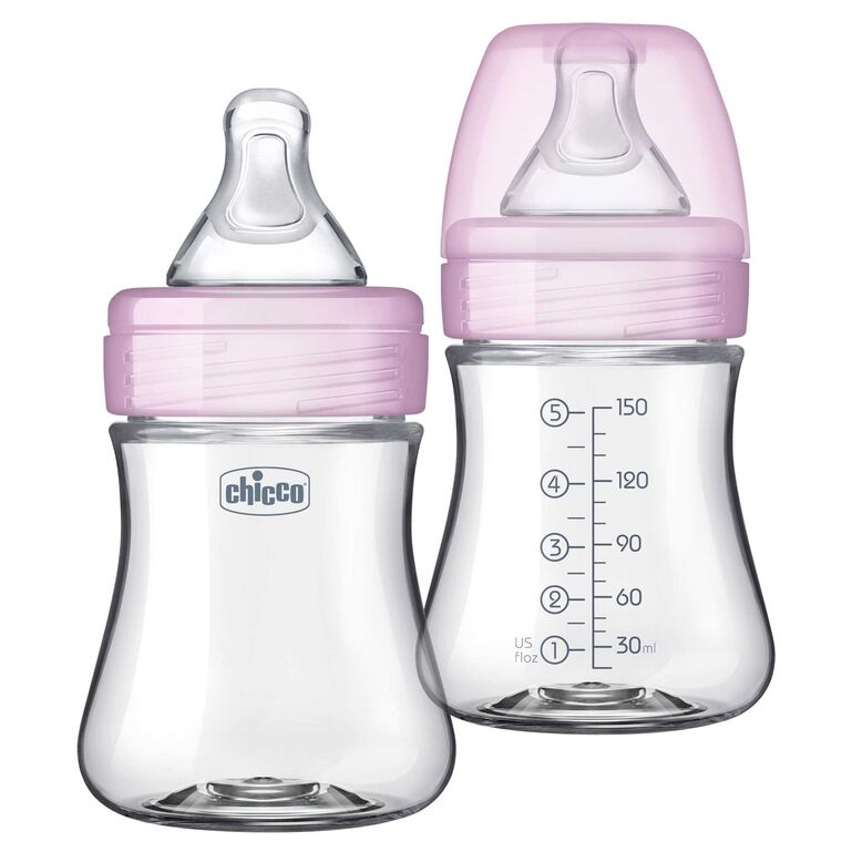 Chicco Duo Baby Bottle 5oz 2 pack in pink