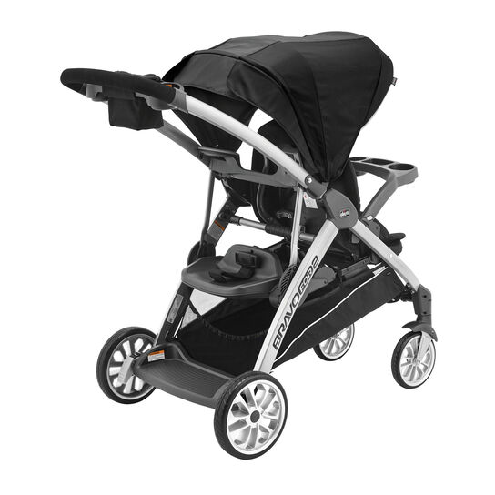 Chicco Bravo For 2 Stroller in Iron 3/4 Back View image number 4