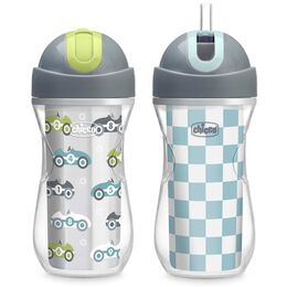 Chicco Insulated Flip-Top Straw Cup 9oz 12m+ (2pk) in Cars/Checker