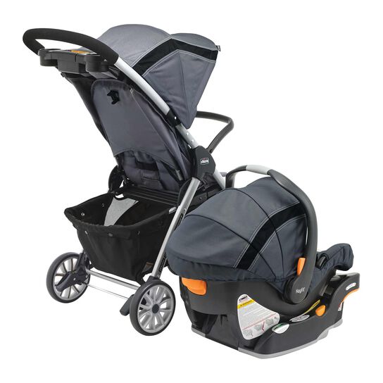 Chicco Mini Bravo Sport Travel System in the Carbon 3/4 Back View image number 4