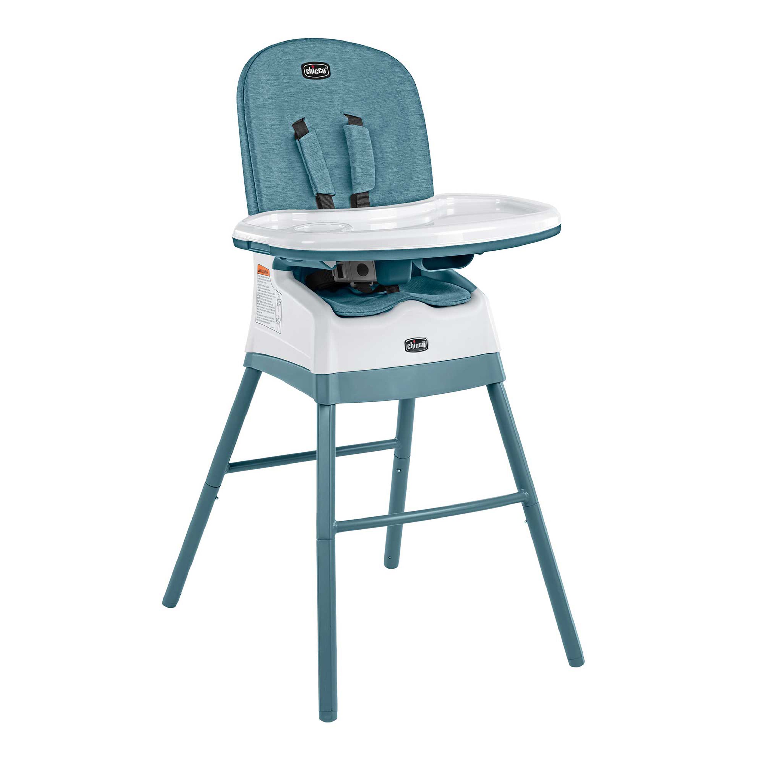 Chicco Stack Hi-Lo High Chair in Tide 3/4 Front View image number 2