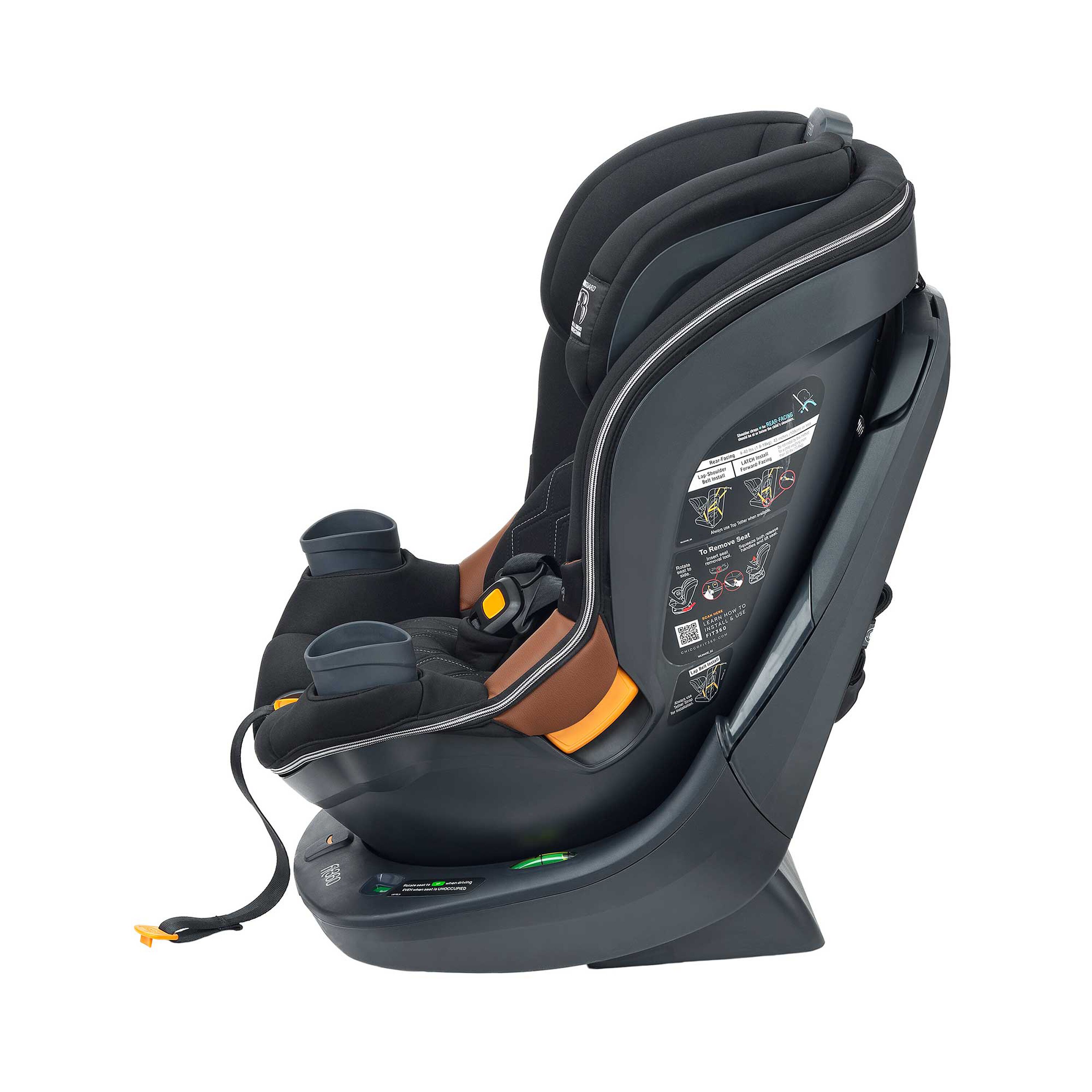 Chicco Fit360 Zip Cleartex Car Seat in Black Left Profile image number 7