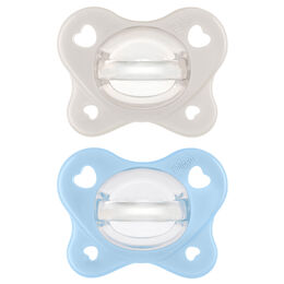 Chicco PhysioForma Dual Soft Silicone Pacifier in Pearl/Sky 2-6m 2pc