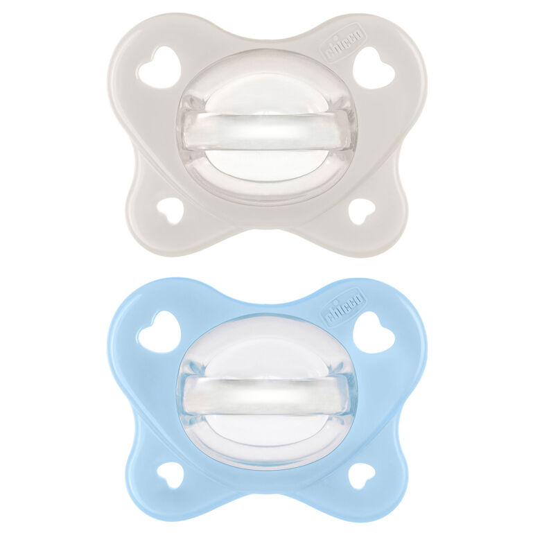 Chicco PhysioForma Dual Soft Silicone Pacifier in Pearl/Sky 2-6m 2pc