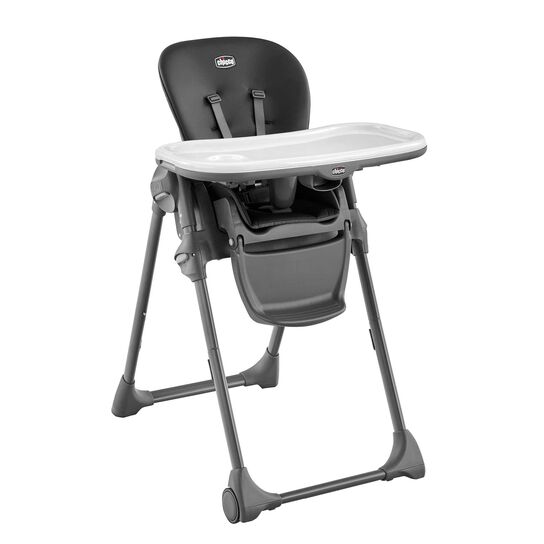 Chicco Polly Highchair in Black 3/4 Front View image number 2