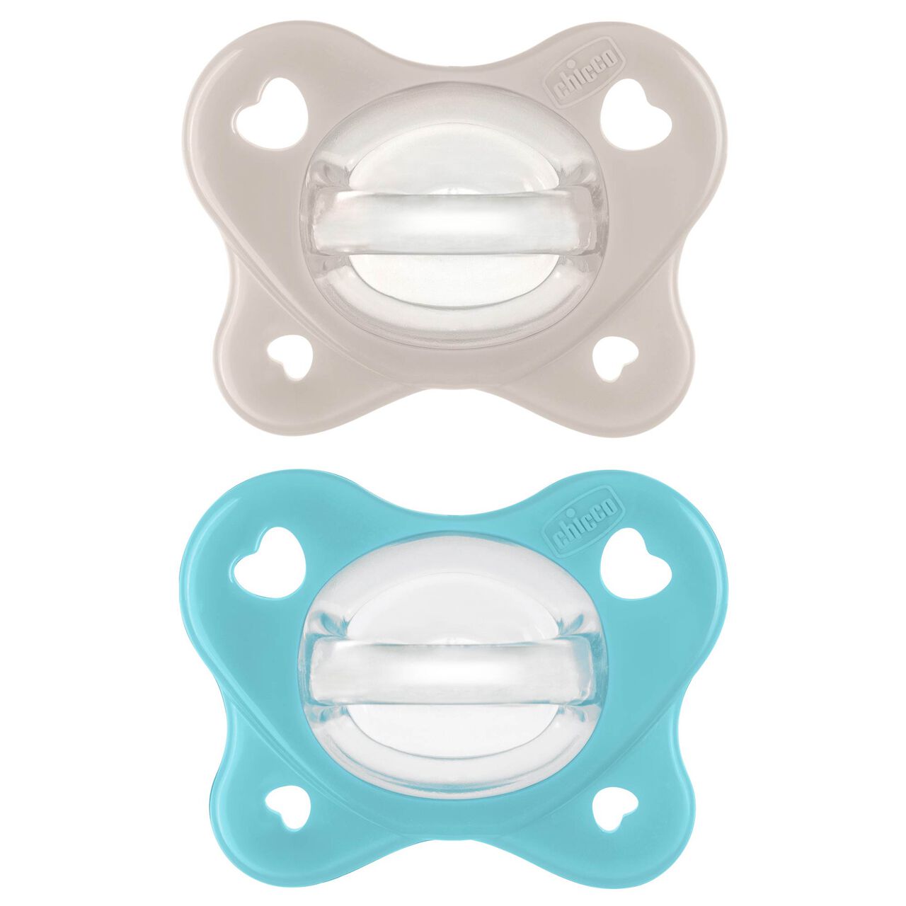 Chicco PhysioForma Dual Soft Silicone Pacifier 6-16m (2pc) in Grey/Ultramarine image number 0