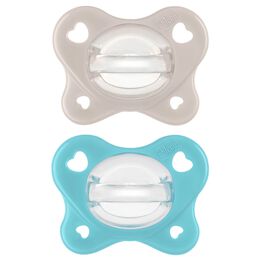 Chicco PhysioForma Dual Soft Silicone Pacifier 6-16m (2pc) in Grey/Ultramarine