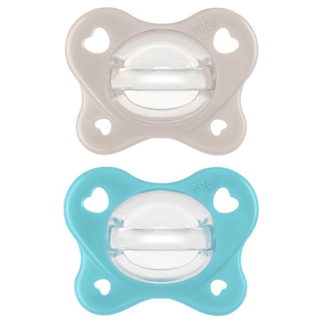 Chicco PhysioForma Dual Soft Silicone Pacifier 6-16m (2pc) in Grey/Ultramarine image number 0