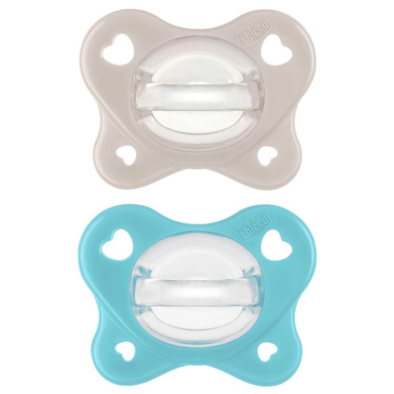 Chicco PhysioForma Dual Soft Silicone Pacifier 6-16m (2pc) in Grey/Ultramarine
