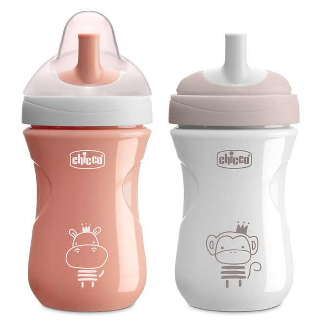 Chicco Sport Spout Trainer Sippy Cup 9oz 9m+ 2pk in Coral/Grey image number 0