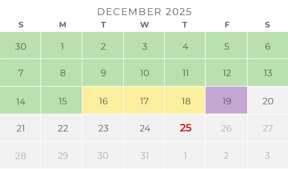 Chicco Holiday Shipping Calendar