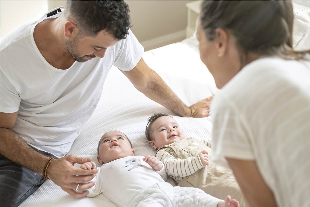 Parents with twin babies