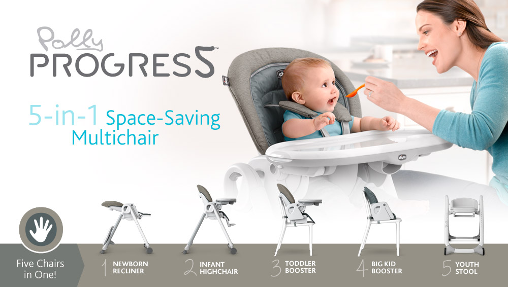 Intoducing the Progres5 space saving highchair by Chicco