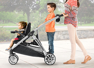 stroller with standing attachment