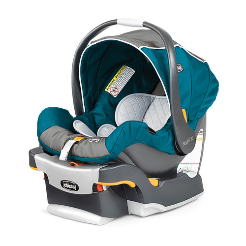 teal car seat and stroller