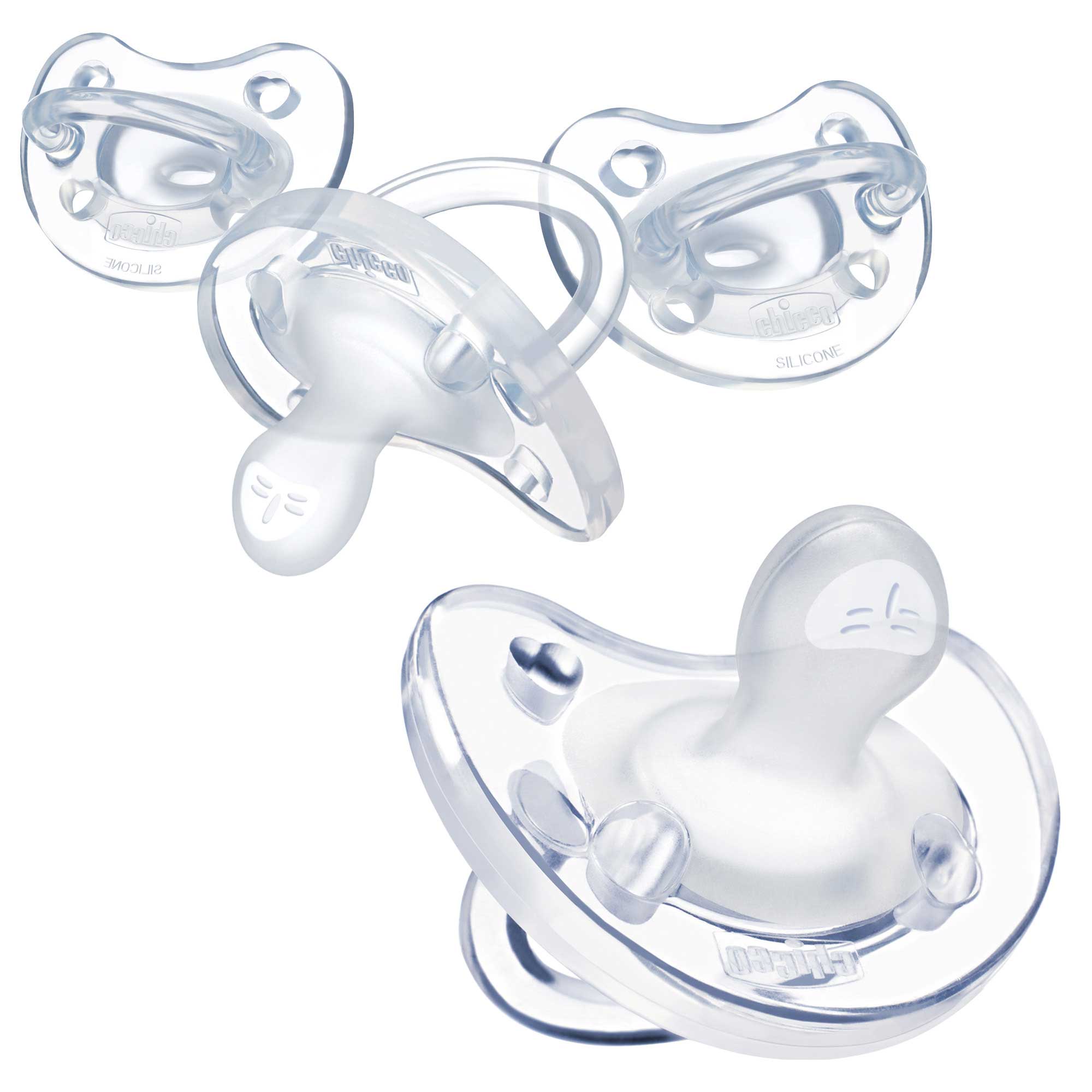 PhysioForma Silicone One-Piece Orthodontic Pacifier - Clear (4pk) | Chicco