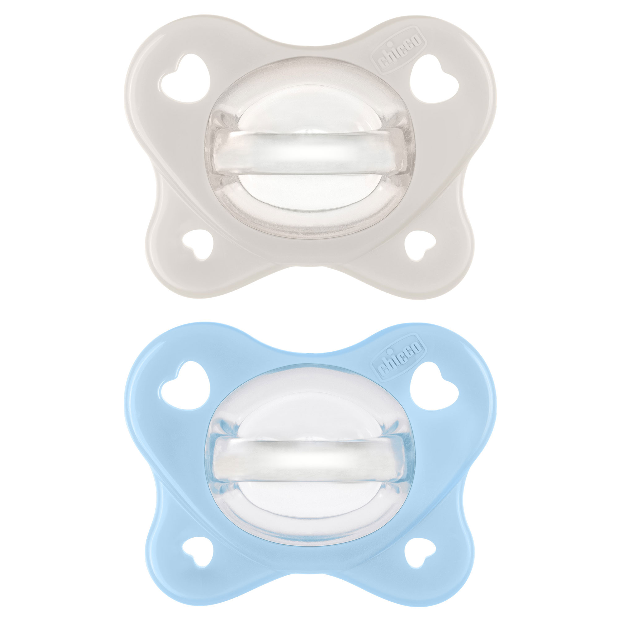 PhysioForma Dual Soft Silicone Pacifier 2-6m (2pc) - Pearl/Sky | Chicco