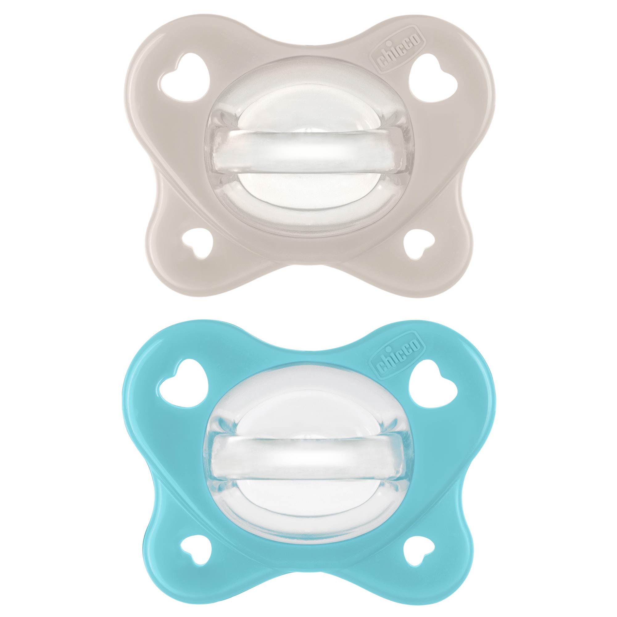 PhysioForma Dual Soft Silicone Pacifier 6-16m (2pc) - Grey/Ultramarine | Chicco